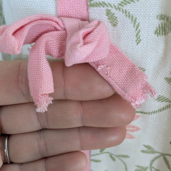 Vintage Mini Dress 60s A-Line Floral Bow Ribbon Mod Sleeveless Cream Pink - Picture 10 of 14